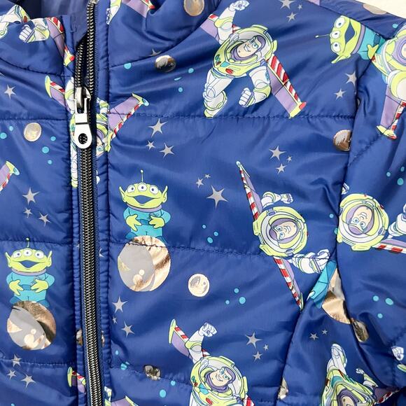[Disney] Toy Story Buzz Lightyear Lightweight Puffer Jacket Space Aliens Sz 7-8 - Picture 10 of 12